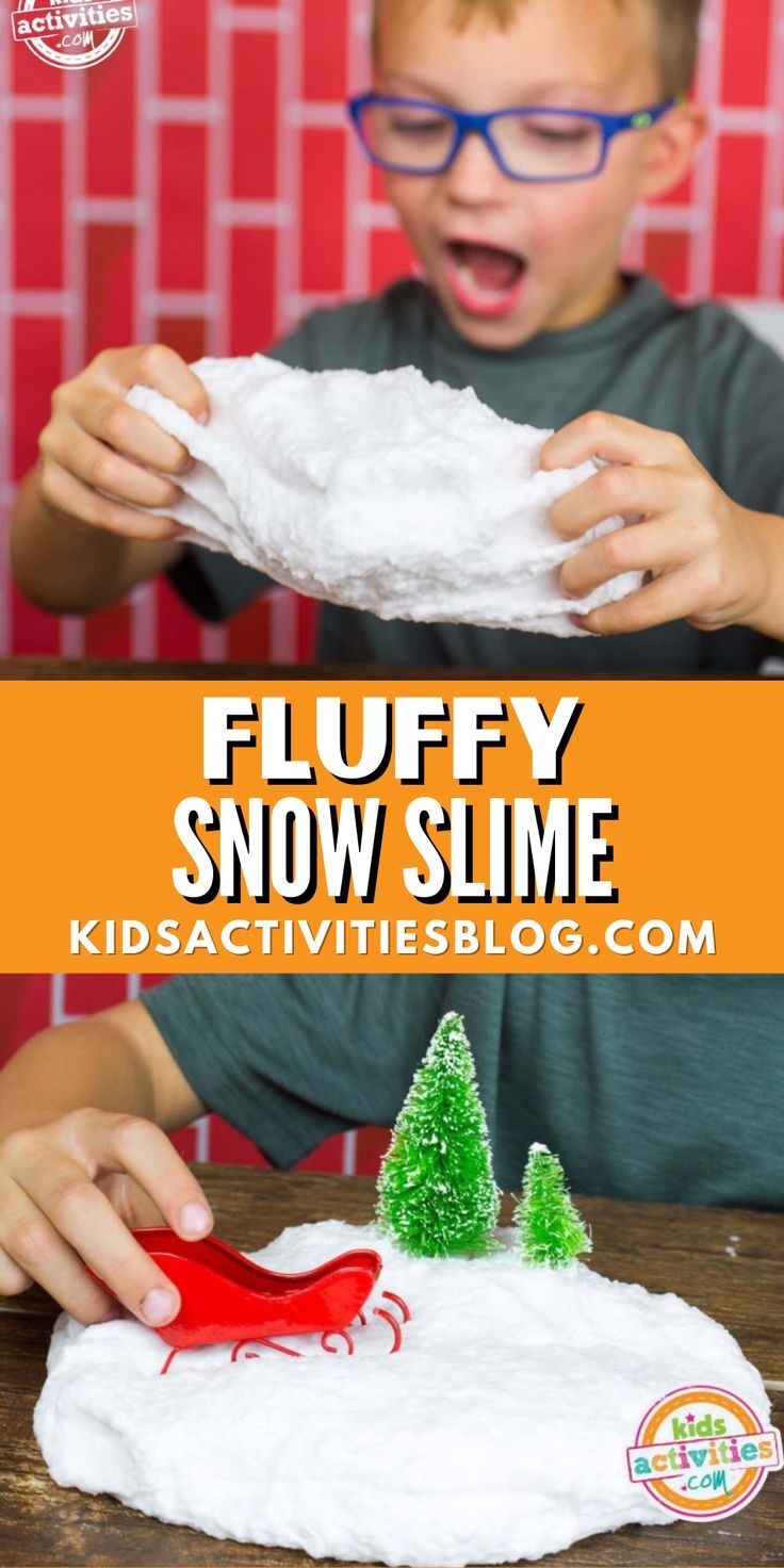 a young boy is making a snow slime