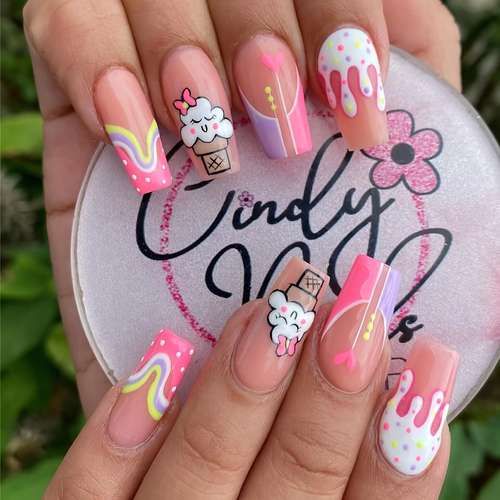 Ice Cream Nails, Chic Nail Art, Ice Cream Design, Cream Nails, Nail Forms, Birthday Nails, Fabulous Nails, Chic Nails, Nail Accessories