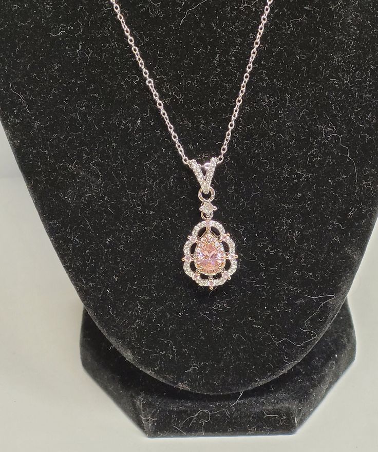 Jacob's jewel pink cubic zerconia necklace Width: 1 1/2cm Height: 3 1/2cm Chain length: 16in Chain Length, Pendant Necklaces, Necklace Etsy, Jewelry Necklace Pendant, Jewelry Necklaces, United States, Necklaces, Pendant Necklace, Chain