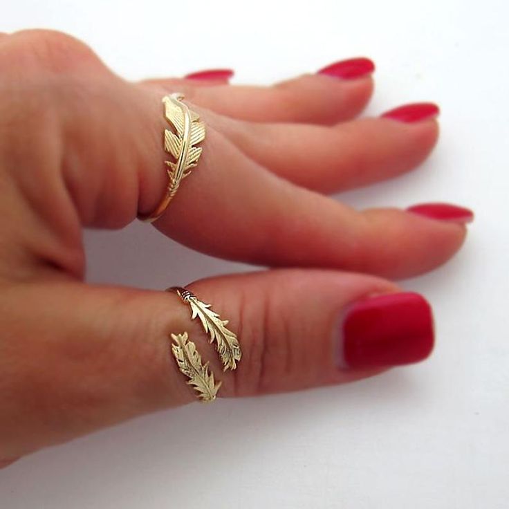 Multi Finger Rings, Antique Wedding Jewelry, Adjustable Gold Ring, Gold Leaf Ring, Two Feathers, White Topaz Engagement Ring, Ring Wrap, Gold Leaf Rings, Vintage Engagement Rings Unique