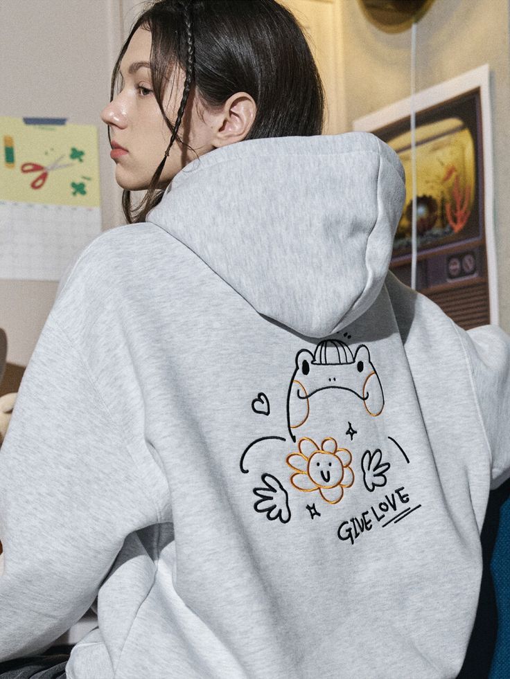 Editor's NotesFeaturing CPGN's unique detailed graphic artwork embroidery and a roomy kangaroo pocket, this casual hoodie is designed for relaxed silhouette with dropped shoulders so it creates balloon fit. It's made from heavy weight cotton terry, and high-density rib with strong resilience is used for cuffs and hem.- Drawstring hooded neck- Lettering embroidery on the front- Graphic embroidery on the back- Front kangaroo pocket- Dropped shoulder- Ribbed cuffs and hem- Balloon fit- Unisex wear- Casual Sweatshirt With Kangaroo Pocket For Leisure, Relaxed Fit Hoodie With Kangaroo Pocket For Leisure, Trendy Leisure Sweatshirt With Pockets, Crew Neck Hoodie With Kangaroo Pocket For Leisure, Leisure Crew Neck Hoodie With Kangaroo Pocket, Leisure Hoodie With Kangaroo Pocket, Hooded Sweatshirt With Pockets For Leisure, Hoodie Sweatshirt With Pockets, Leisure Hoodie Sweatshirt With Pockets