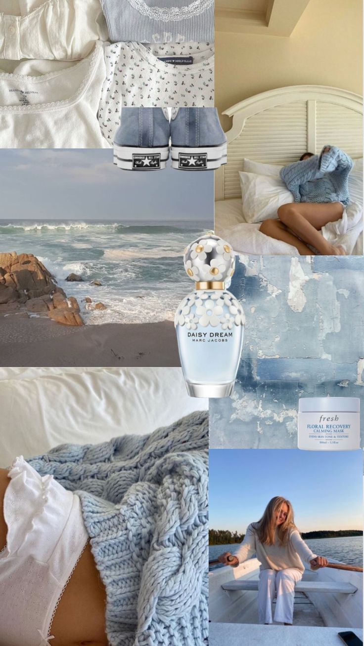 a collage of photos with the same person in bed and one woman laying on her stomach