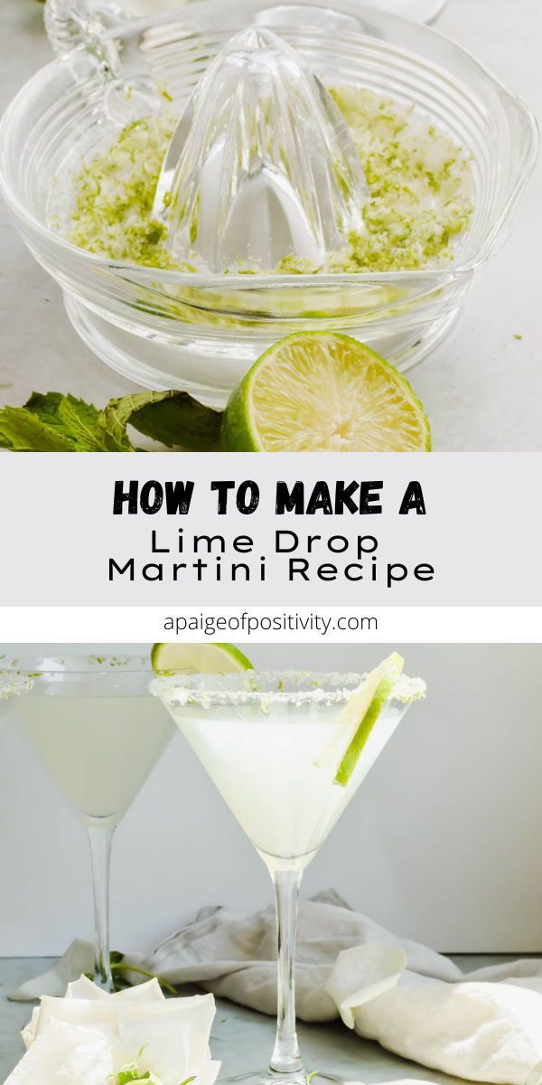 fresh and tasty lemon drop martini recipe with limes on the rim, served in coupe glasses