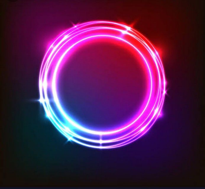 a neon circle on a dark background with light streaks in the shape of a ring