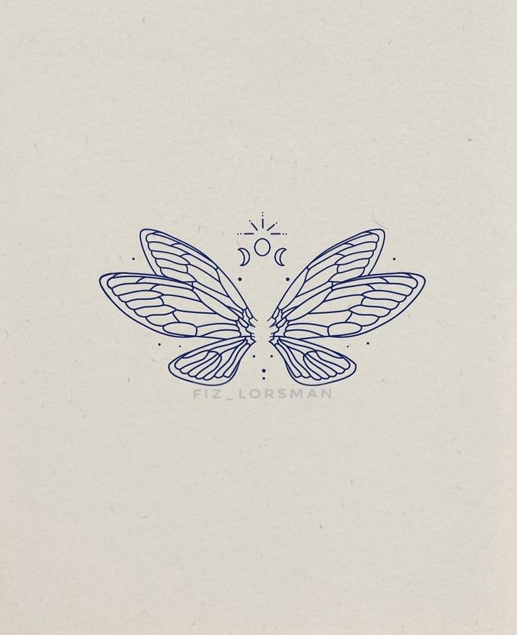 a drawing of two butterflies flying in the sky