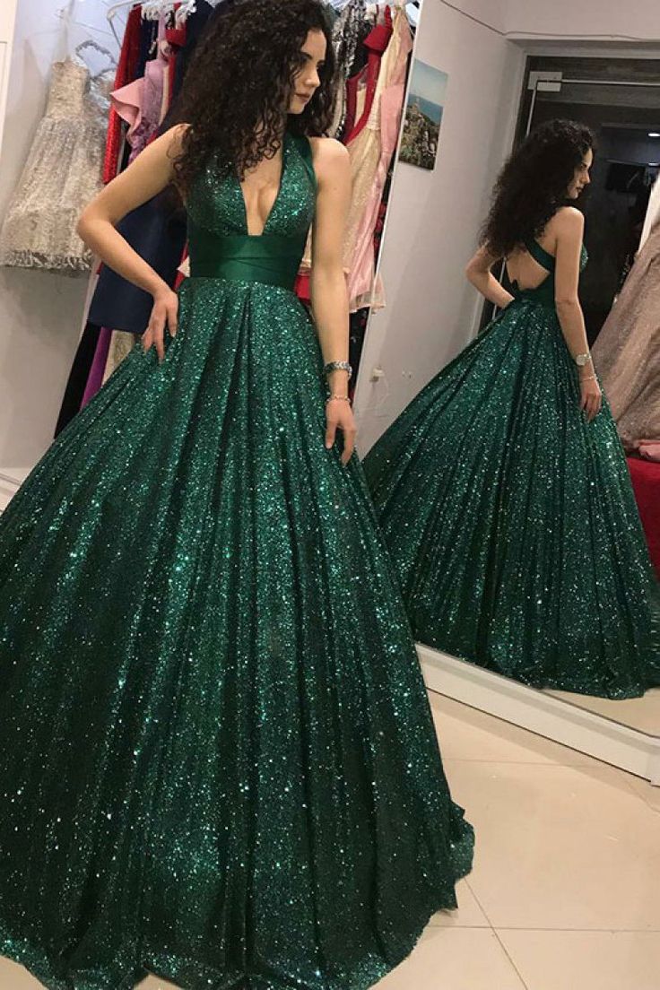 Green Ball Gown, Green Quinceanera Dresses, Sequin Ball Gown, Sparkle Prom Dress, Sweep Train Prom Dress, Green Wedding Dresses, Cheap Gowns, Custom Prom Dress, Sequin Evening Dresses