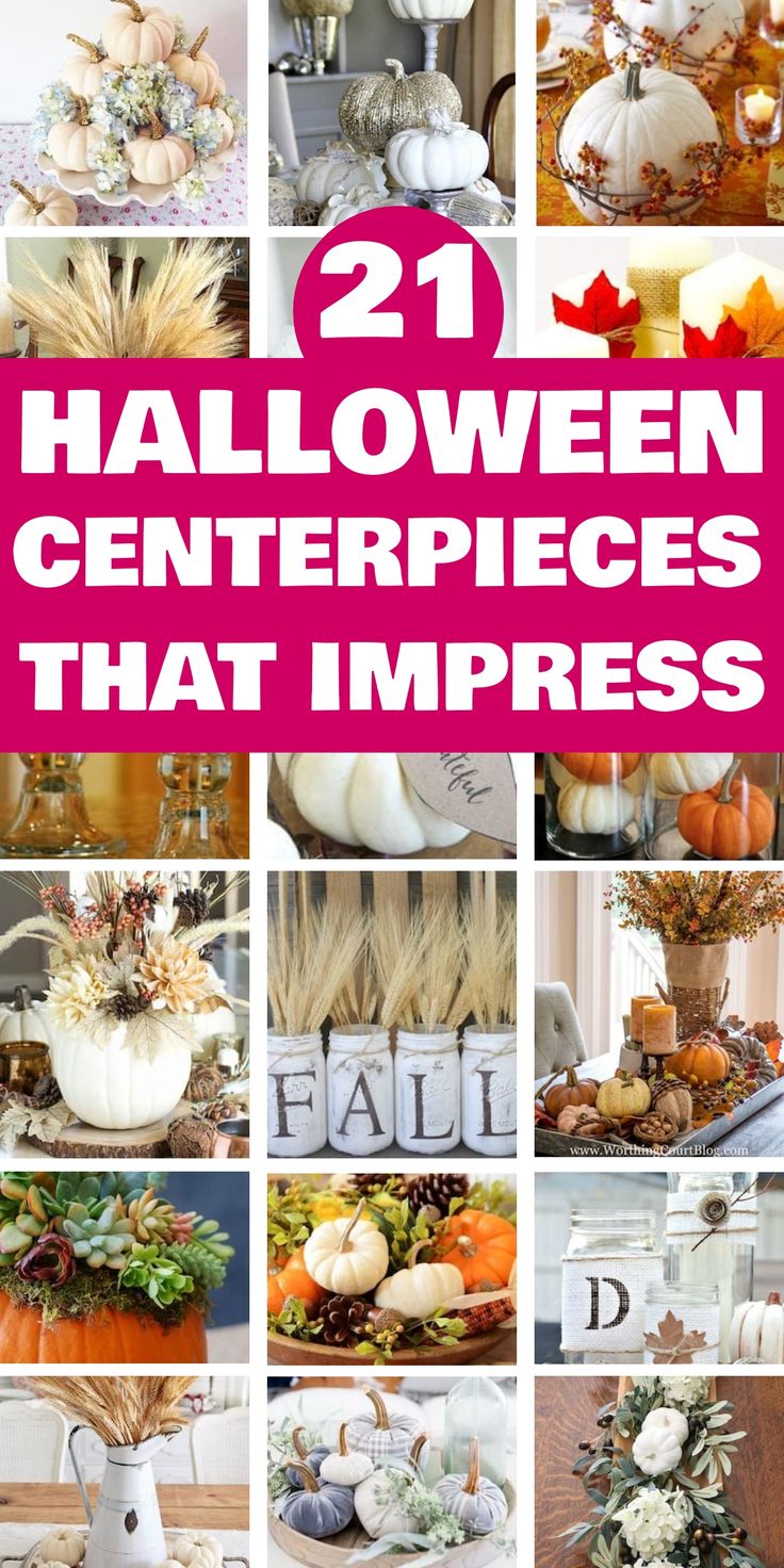 21 Halloween centerpieces featuring pumpkins, flowers, and seasonal decor. Easy Halloween Centerpieces, Coffee Table Halloween Decor Ideas, Pumpkin Centerpieces Diy, Halloween Centerpiece Ideas, Halloween Lights Diy, Halloween Wedding Centerpieces, Wedding Table Centerpieces Diy, Halloween Centerpieces, Halloween Signs Diy