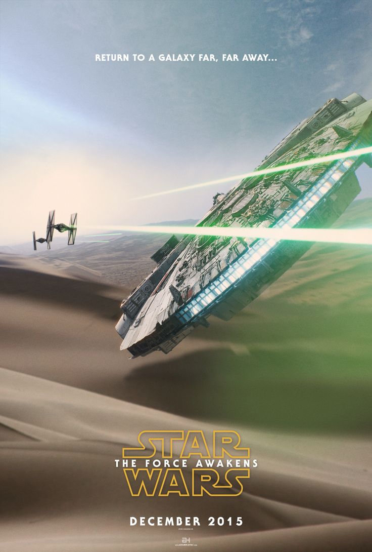 the poster for star wars is shown with two fighter jets flying in the sky over sand dunes