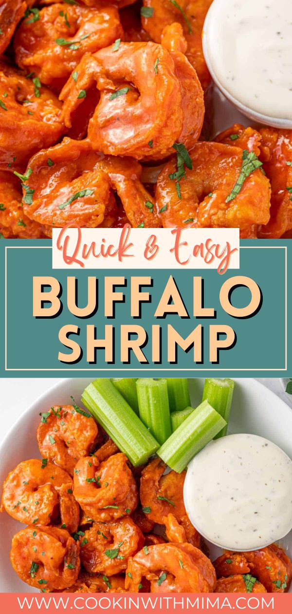 buffalo shrimp and celery with ranch dressing on the side