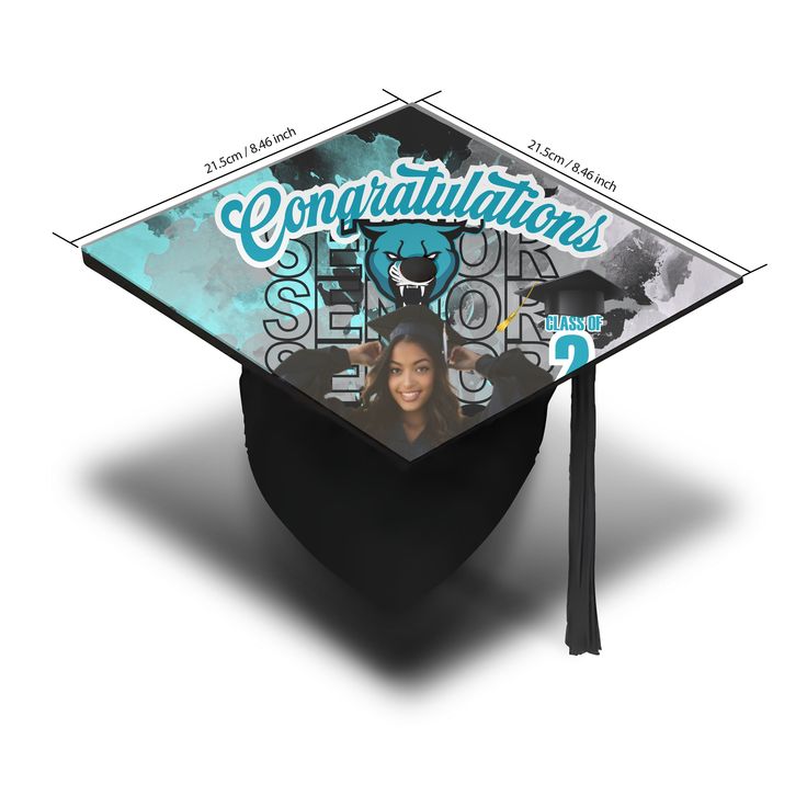 Transform your graduation cap into a personal statement with our Grad Cap Topper. This custom-designed topper can be printed with anything from inspirational quotes and graphics to your initials and graduation year. Made from sturdy material, it easily attaches to your cap, ensuring you stand out in the crowd at your commencement ceremony. GRAD CAP TOPPER IS 9.5 X 9.5 INCHES Customizable Hats For Graduation, Personalized Graduation Cap Topper As Graduation Gift, Black Graduation Cap Topper, Customizable Black Graduation Accessories, Adjustable Graduation Cap Topper With Letter Print, Black Letter Print Graduation Cap Topper, Customizable Graduation Cap Topper For School, Black Graduation Cap Topper With Letter Print, Customizable Graduation Cap Topper