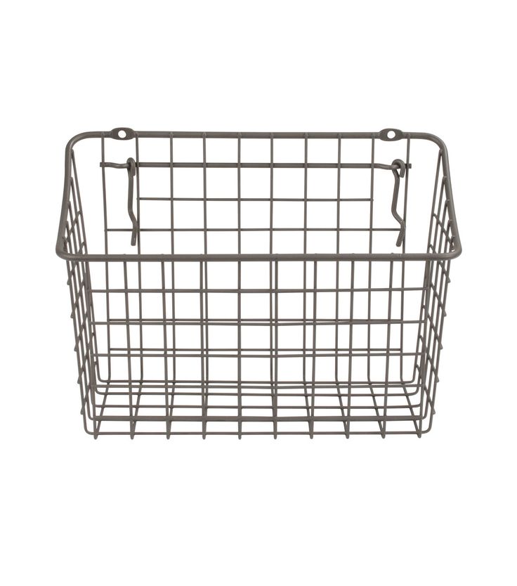 a metal wire basket on a white background