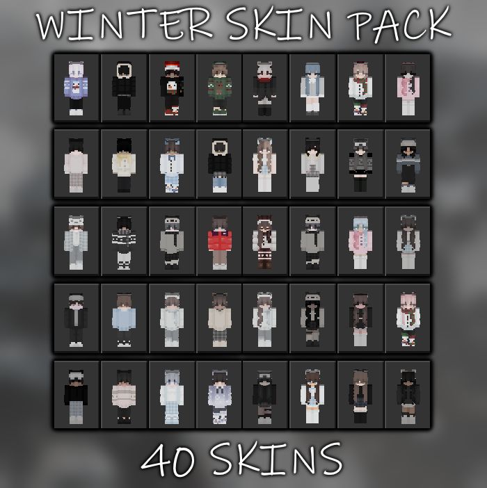 the winter skin pack has 40 skins for each person in their own body and head