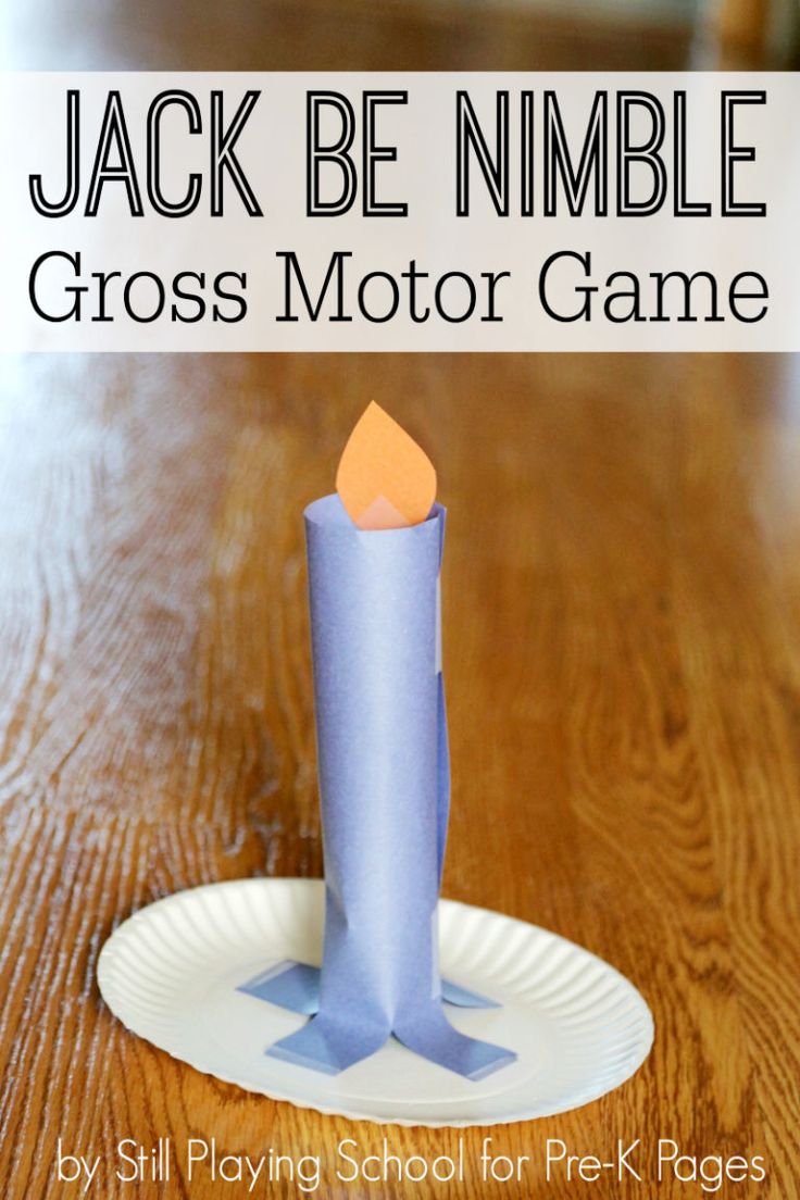 a paper plate with a pencil on it and the words jack be nimble gross motor game