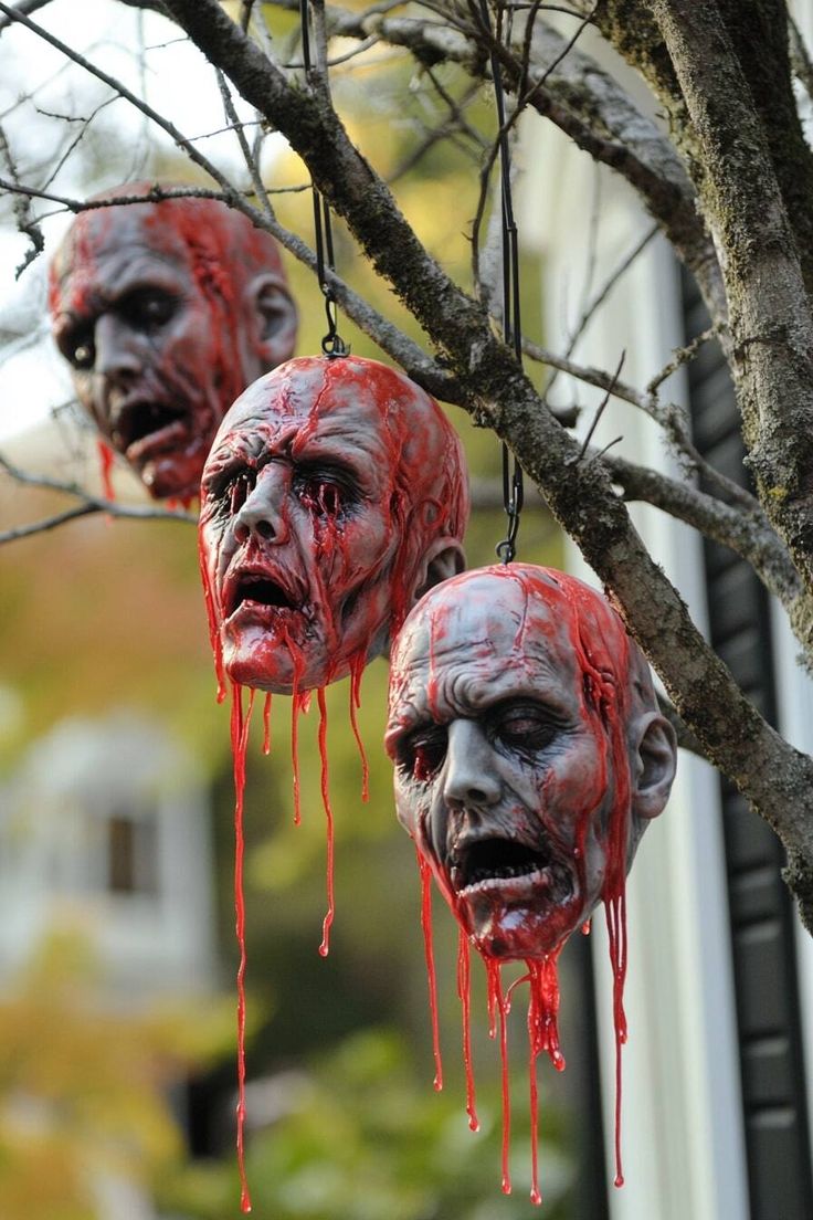 20 Simple Outdoor Halloween Decorations That Will Scare Your Neighbors - H.M.G Easy Outdoor Halloween Decorations, Scary Halloween Decorations Outdoor, Scary Halloween Decorations Diy, Uhyggelig Halloween, Halloween Diy Outdoor, Halloween Outside, Halloween Decorations Diy, Halloween Props Diy, Homemade Halloween Decorations