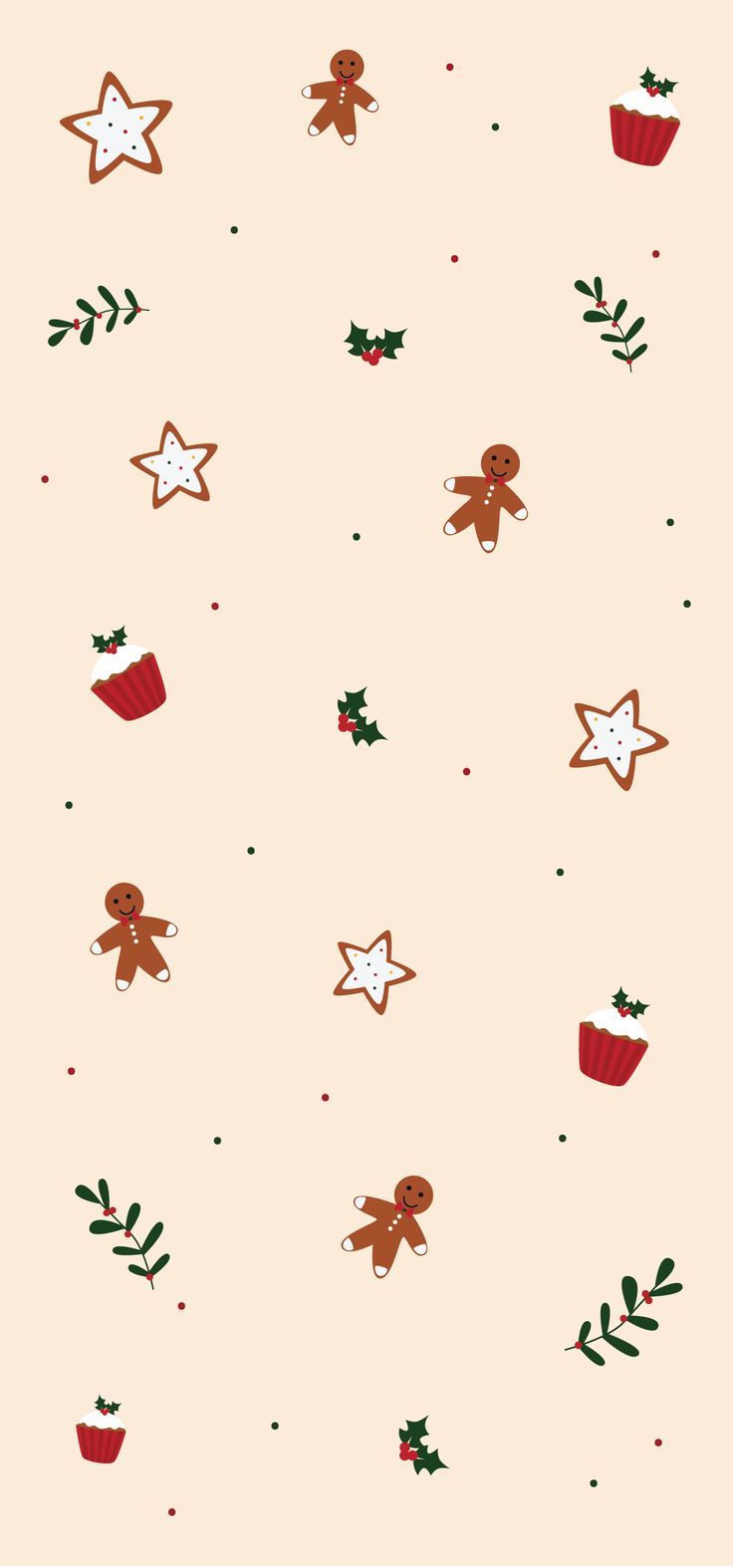 an image of christmas wallpaper with gingerbreads and stars