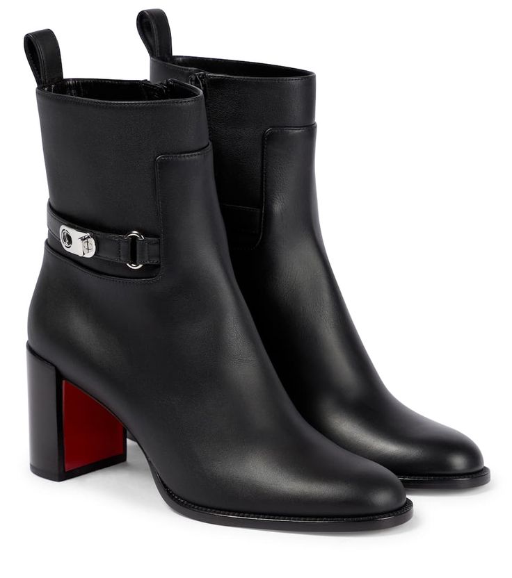 Christian Louboutin Iriza, Louboutin Online, Mid Heel Ankle Boots, Christian Louboutin Boots, Christian Louboutin So Kate, Red Louboutin, Patent Leather Pumps, Heeled Ankle Boots, Leather Booties