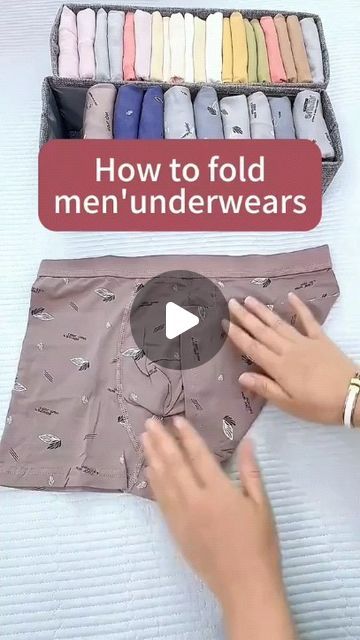 Folding Underware Men, Folding Mens Boxer Briefs, Folding Boxers Briefs, How To Fold Boxers Briefs, How To Fold Boxers, How To Fold Jeans, How To Fold Pants, Folding Hacks, Clothes Folding