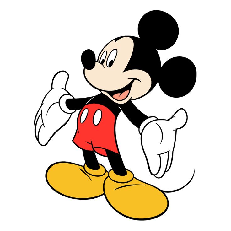 the mickey mouse cartoon character is smiling and waving his arms out to the side with one hand