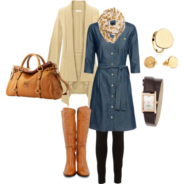 Denim Shirt Dress by wpridmore on Polyvore featuring Baukjen, Avenue, Oasis, Paul Smith, Dooney & Bourke, Kate Spade, Monica Vinader, Kelly Wearstler, Gorjana and riding boots Denim Shirt Dress Outfit, Shirtdress Outfit, Maxi Dress Outfit Fall, Denim Dress Outfit, Shirt Dress Outfit, Denim Dresses, Winter Dress Outfits, Denim Shirt Dress, Spring Shirts