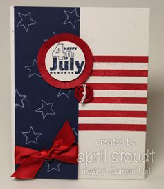 a patriotic card with red, white and blue paper