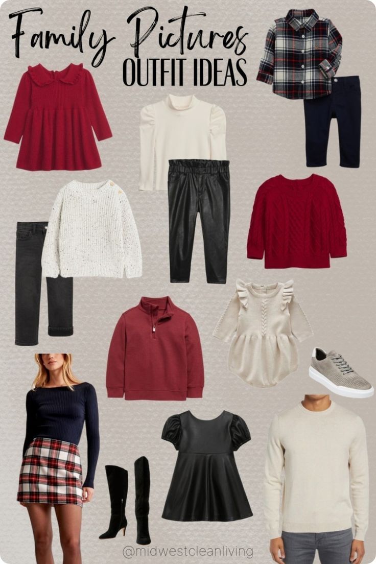 Christmas Outfit Ideas Family Pictures, Christmas Photo Outfits Family Outdoor, Red And Black Family Picture Outfits, Christmas Pictures Family Outfits Red, Christmas Family Photos Outdoor Outfits, December Family Pictures Outfits, Thanksgiving Family Outfits, Thanksgiving Outfit Family, Holiday Outfits Christmas Family Photos