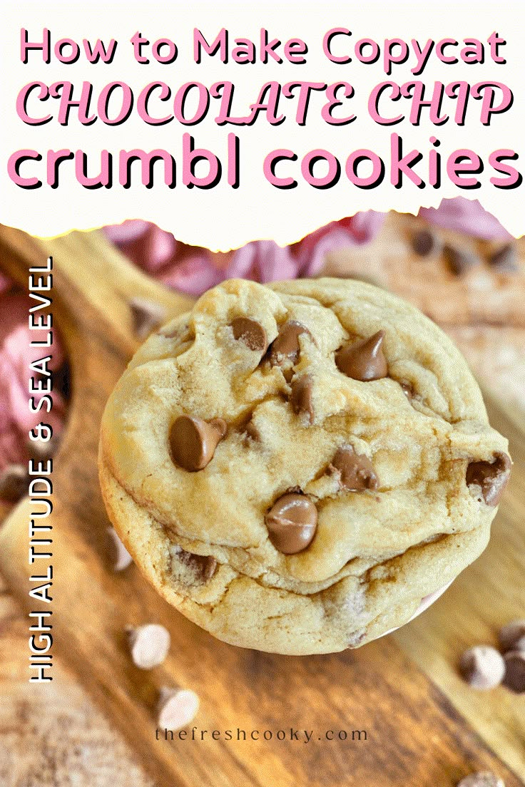 chocolate chip crumb cookies stacked on top of each other with the words how to make copycat chocolate chip crumb cookies