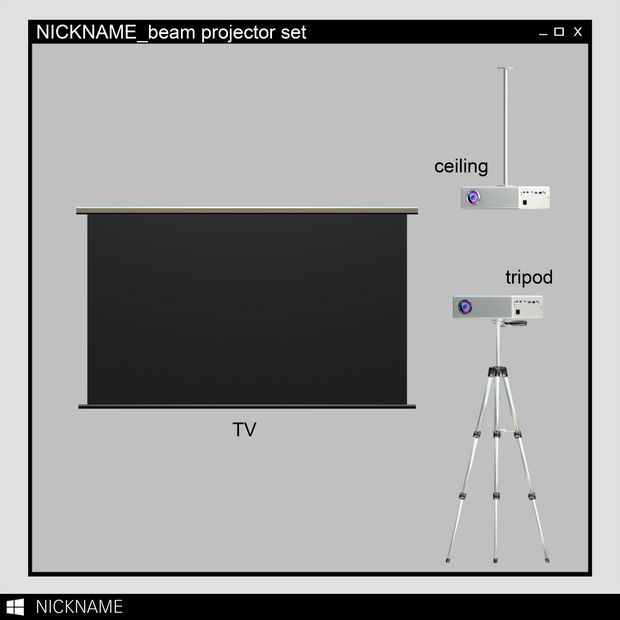 a projector screen and tripod are shown with the name nicname beam projector set