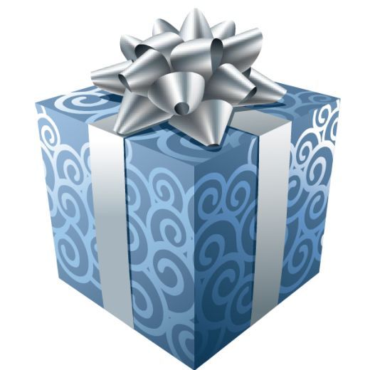 a blue gift box with a silver bow