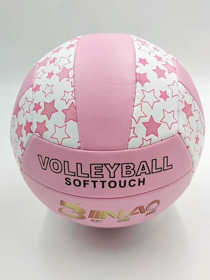 a pink and white volleyball ball with stars on it