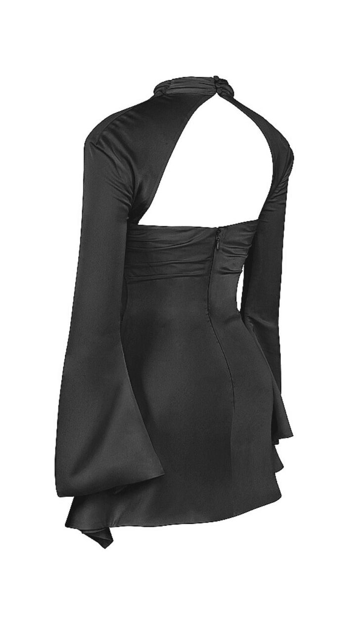 CUT OUT DRAPED MINI DRESS IN BLACKThe Cut Out Draped Mini Dress in Black is the perfect choice for any occasion. Whether you're going on a romantic dinner date, hitting the party scene, or enjoying cocktails with the girls, this dress is sure to make you stand out.Key Features: Made from light silky satin for a luxurious feel Fully lined for added comfort Cut out design adds a touch of elegance Underwear Solution:Add a balconette strapless bra if required for a seamless look.Size Information:Thi Diner Outfits, Draped Corset, Trendy Trousers, Draped Bodycon Dress, Trendy Trouser, Corset Design, Satin Bodycon Dress, Dramatic Sleeves, Trendy Pants