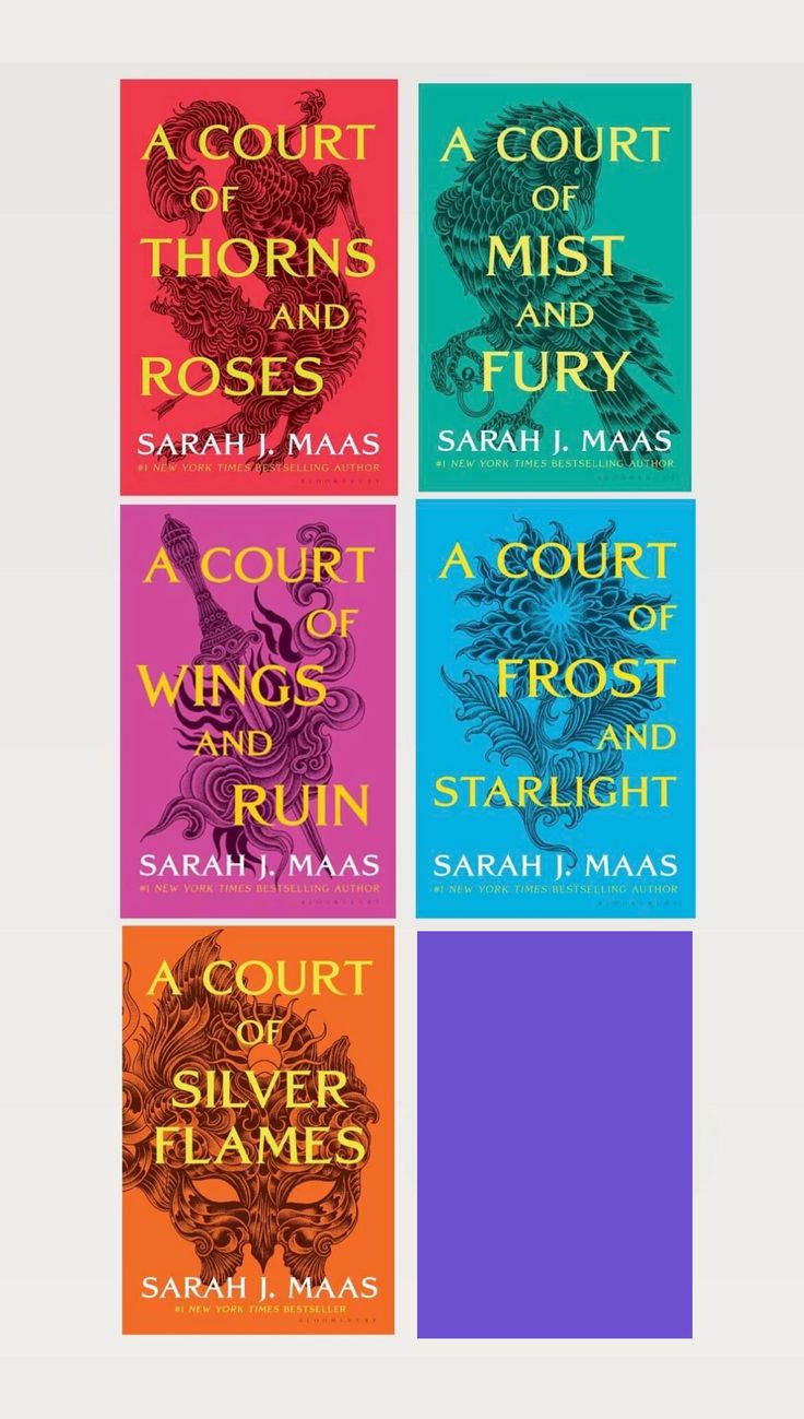 four book covers with different colors and font on the front, one in red, one in