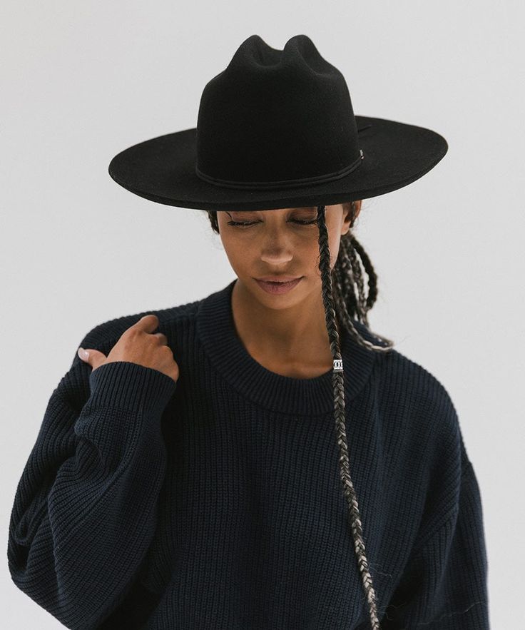 Ezra blends statement fashion with Western. A classic cattleman crown made to be styled for the city as much as the countryside. This hat features an upturned brim + a tall crown, giving Ezra a modern + feminine feel. Ezra comes with a removable tonal grosgrain band featuring a brass Gigi Pip pin. Other bands pictured are sold separately. Womens Western Hats, Tall Crown, Gigi Pip, Western Vibes, Rancher Hat, Fedora Hat Women, Western Hat, Statement Fashion, Cowgirl Hat