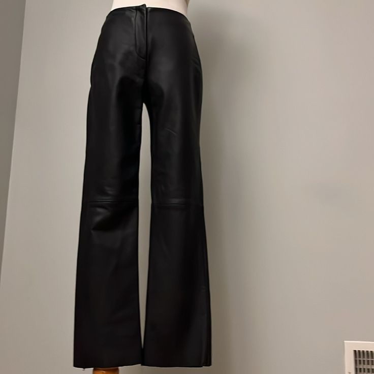 Dkny Fully Lined Real Leather Pants. Form Fitting Sexy Leather Is Warm In The Winter. Never Worn Bc They Were A Size Too Small For Me So Brand New Condition. Waist Is 27" And Length Is 37" Full Length Leather Pants For Night Out, Fitted Pants With Zip Fly For Night Out, Fitted Wide-leg Bottoms, Fitted Full Length Pants With Zip Fly, Fitted Pants With Zip Fly, Fitted Full-length Pants With Zip Fly, Full-length Leather Pants For Night Out, Pants Form, Real Leather Pants