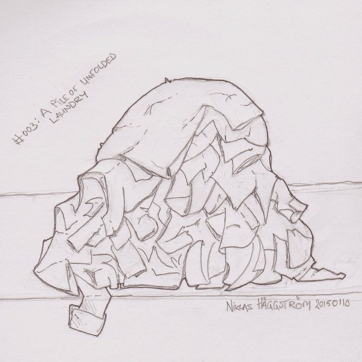 a drawing of a pile of trash sitting on the ground