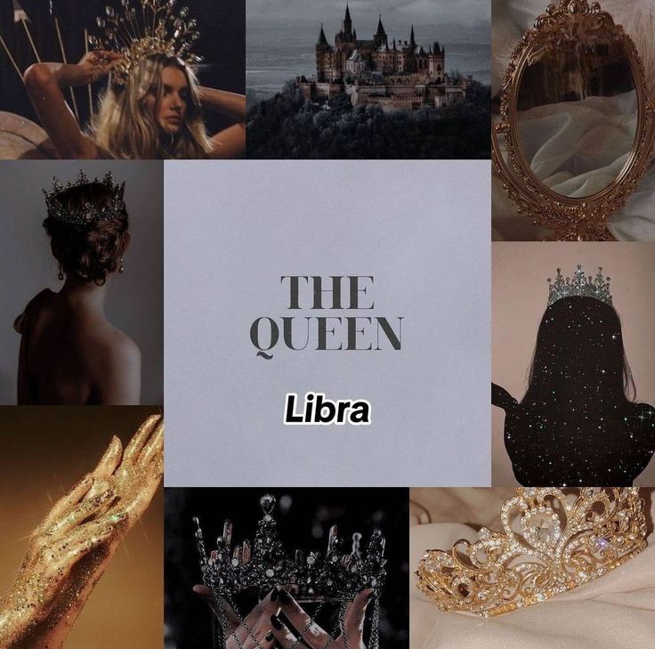 the queen libra is surrounded by her golden crown