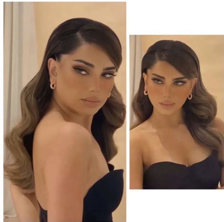 Sleek Classy Hairstyles, Hairstyles For Gala Event Long Hair, Bride Hair Strapless Dress, Elegant Hairstyles For Long Hair Formal Classy, Hollywood Waves Side Part, Side Part Wedding Hair, Hairstyles Behind The Ears, Hair Dos For Wedding, Makeup Ideas For Wedding