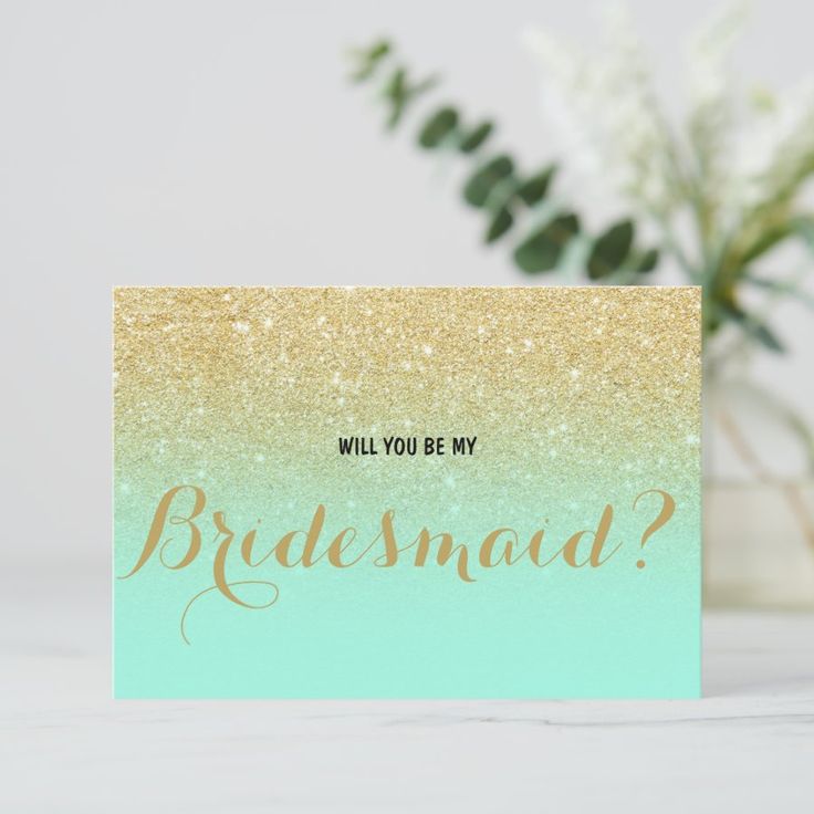 Chic faux gold mint Will you be my Bridesmaid Invitation Mint Bridesmaid, Bridesmaid Invitation, Will You Be My Bridesmaid, Be My Bridesmaid, Invitation Zazzle, Mint, Created By, Gold