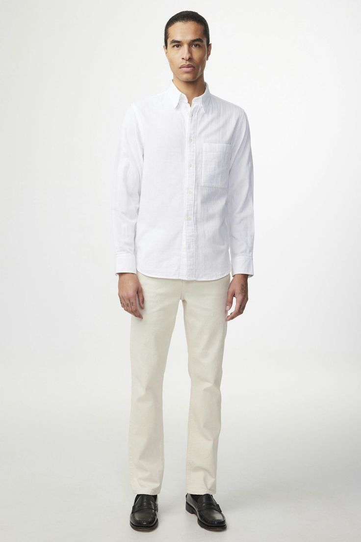 Spring Button-up Dress Shirt With Button Cuffs, Fitted Cotton Dress Shirt For Fall, Cotton Shirt For Spring Daywear, Classic Shirt With Buttoned Pockets For Everyday, Fitted Cotton Shirt With Shirttail Hem, Cotton Button-up Dress Shirt, Casual Long Sleeve Dress Shirt For Everyday, White Cotton Shirt With Fold-down Collar, White Cotton Shirt With Fold Down Collar