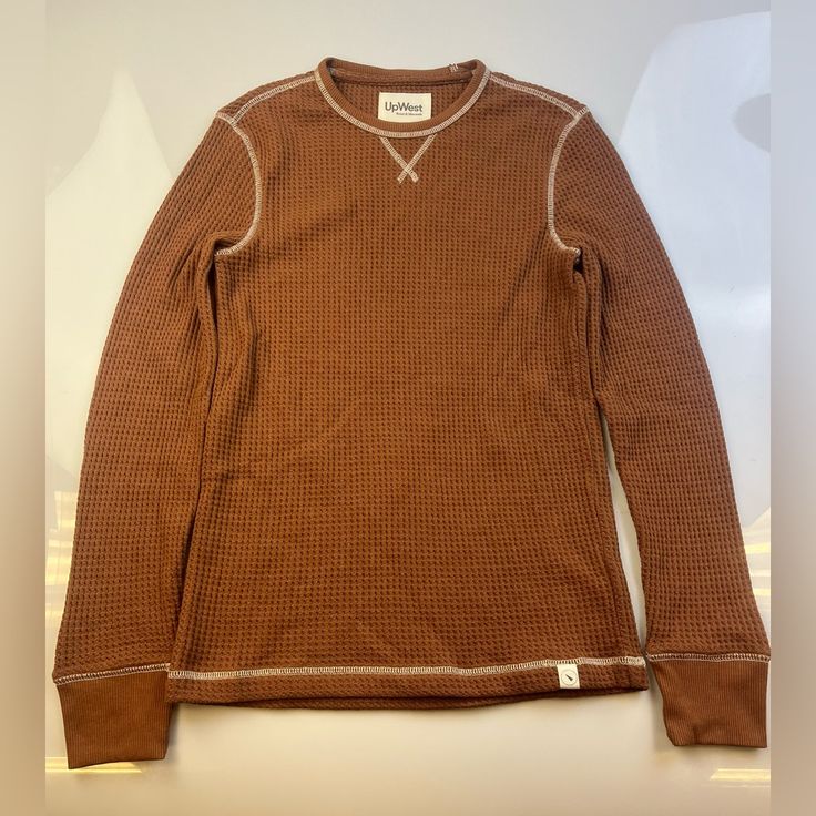 Upwest Cozy Up Waffle Crewneck Tee R134 Bnwt. Excellent Condition. Xs (Brown) R134-1, 2 Small (Green) R134-3 Medium (Brown) R134-4, 5 Large (Brown) R134-6, 7 Brown Waffle Knit Winter Sweater, Brown Waffle Knit Sweater For Winter, Brown Waffle Knit Casual Sweater, Casual Brown Waffle Knit Sweater, Brown Waffle Knit Long Sleeve Top, Brown Casual Tops With Ribbed Cuffs, Brown Long Sleeve Waffle Knit Tops, Casual Brown Tops With Ribbed Cuffs, Cozy Fit Brown Tops For Loungewear