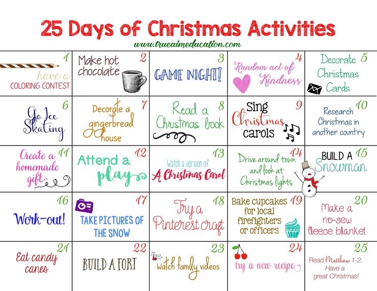 the 25 days of christmas activities for kids to play with in their classroom or home