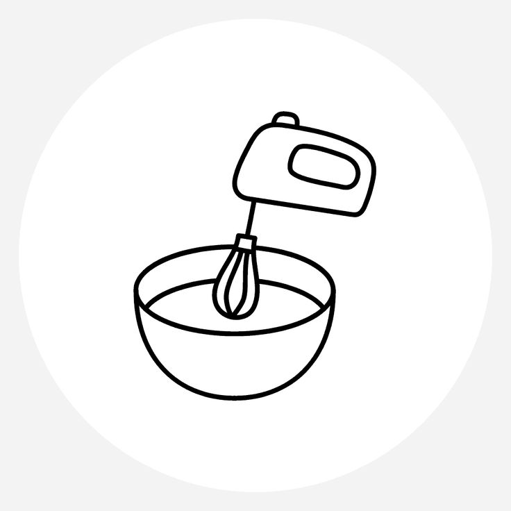 a hand mixer with a whisk in it on a white circular background illustration