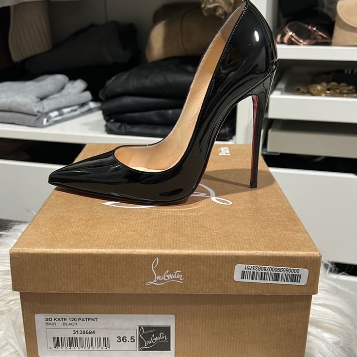 Shoes Only Worn Twice For About 2 Hours Each Time. Run Small So Most Likely Would Fit A Size 6 High-end High Heel Formal Heels, Luxury Patent Leather High Heels, Luxury High Heel Court Shoes With Wrapped Heel, Luxury Court Shoes With Wrapped High Heel, High-end Black Pointed Toe Heels, Luxury Court Shoes With Wrapped Heel And Round Toe, Luxury Court Shoes With Wrapped Heel, High-end Black High Heels, Luxury Round Toe Court Shoes For Night Out