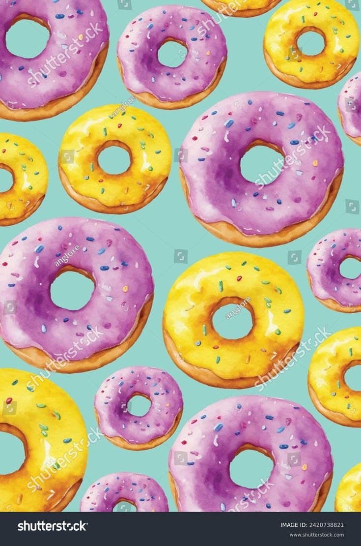 colorful donuts with sprinkles on a blue background seamless wallpaper