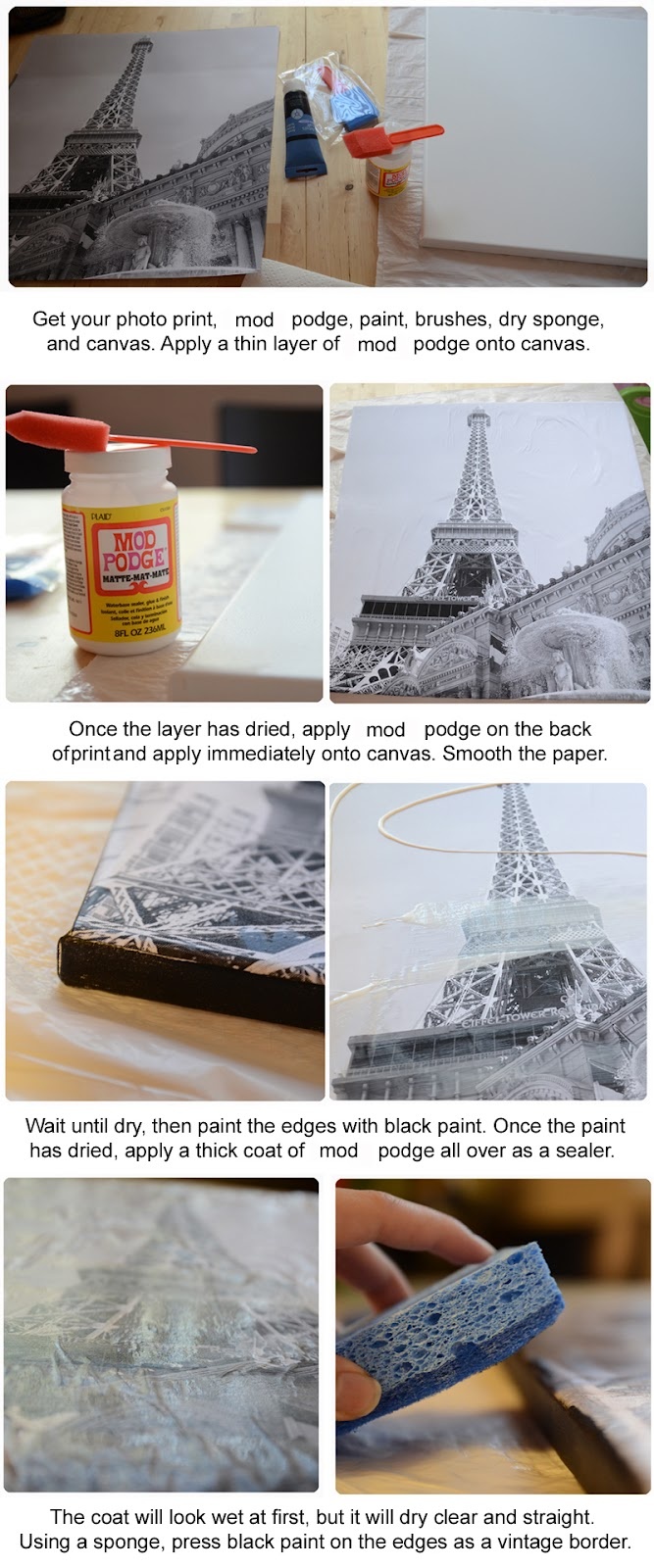 an image of the eiffel tower being made with acrylic paint and glue