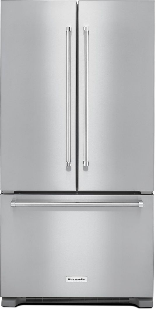 a stainless steel refrigerator freezer with two doors