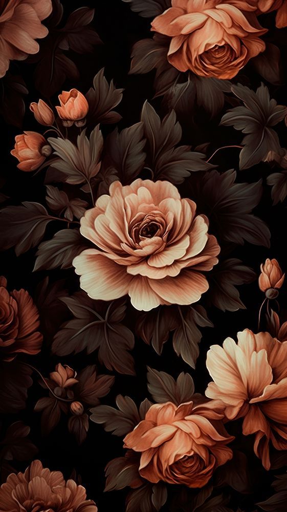 a black background with orange and pink flowers on the bottom right hand corner is an image of roses in bloom