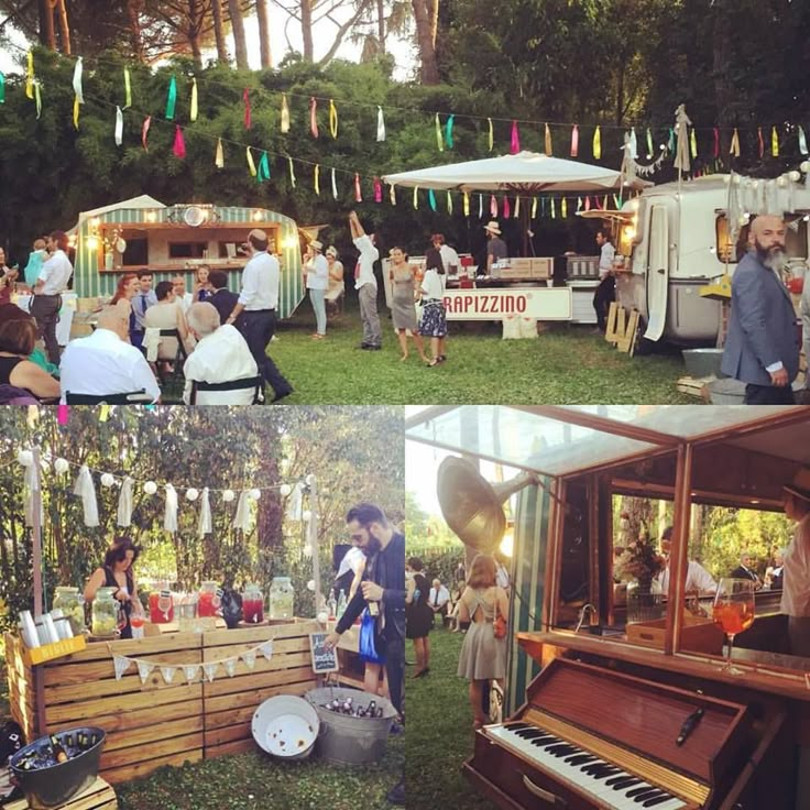 people are gathered outside at an outdoor music festival