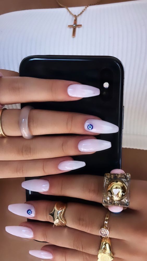 Evil Eye Nails, Milky Nails, Detailed Art, Minimalist Nails, Fire Nails, Chic Nails, Short Acrylic Nails, Best Acrylic Nails, Long Acrylic Nails