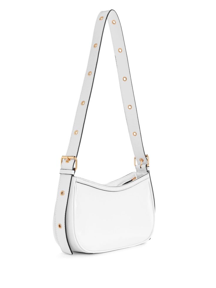 White Shoulder Bag With Logo Hardware For Everyday Use, White Bags With Double Handle And Logo Hardware, White Double Handle Shoulder Bag With Logo Hardware, Everyday White Shoulder Bag With Logo Hardware, White Tote Shoulder Bag With Logo Hardware, White Bags With Logo Hardware For Everyday, Trendy Leather Shoulder Bag With Logo Hardware, Shopping Shoulder Bag With Top Handle And Logo Hardware, Top Handle Shoulder Bag For Shopping With Logo Hardware