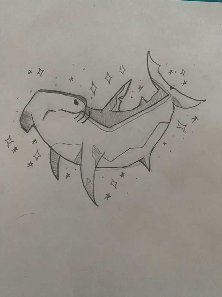 a drawing of a shark with stars on it